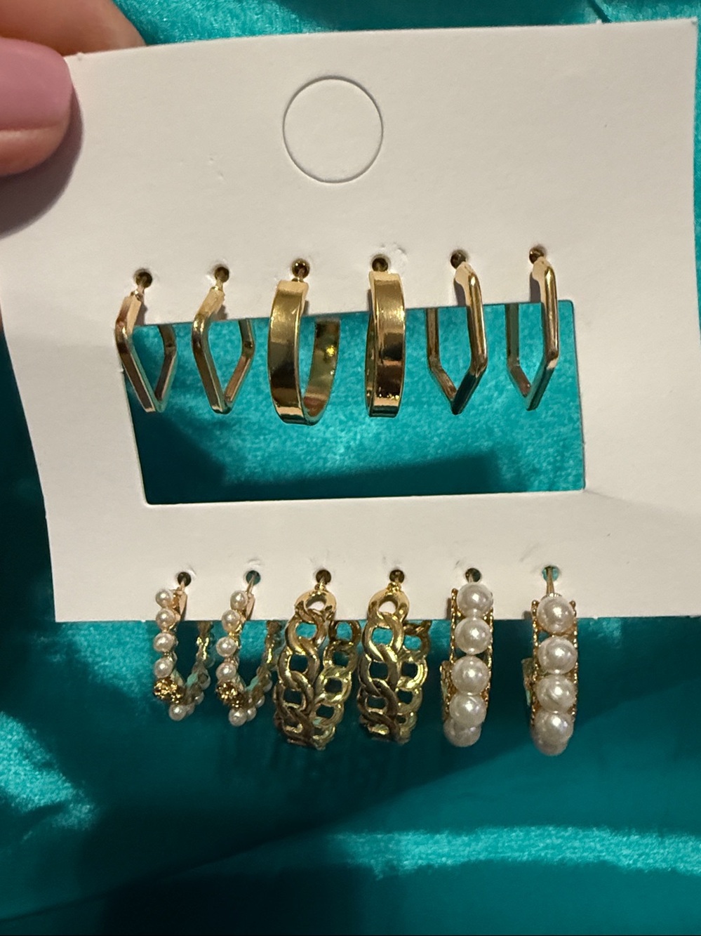 Costume Jewelry 6 Hoop Earrings Set Lot Q